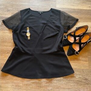 Lane Bryant Black Peplum Lace Detail Sleeve Top 18/20